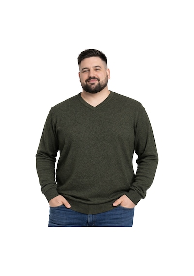 Battalmoda Erkek Büyük Beden Haki V Yaka Triko Kazak 3xl-4xl-5xl-6xl
