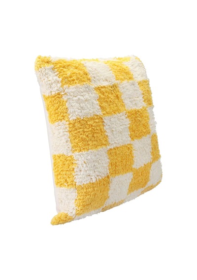 Pop Plaid Dokuma Yastık Sarı 45x45cm Çok Renkli