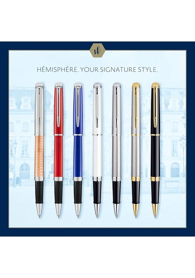 Waterman Hemisphere Mat Siyah Altın Tasarımlı Roller Kalem, Ince Çok Renkli