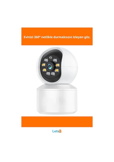 Uygulama Destekli Wi Fi Ev Güvenlik Kamerası Hd Gece Görüşlü 360 Derece Panoramik