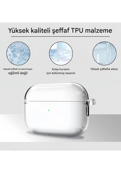 Apple AirPods Pro 3. Nesil İle Uyumlu Şeffaf Cyrstal Clear Ultra Berrak Kılıf Kulaklık Değildir Belirtilmemiş