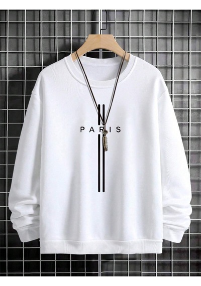 Startmore Beyaz Unisex Kadın/erkek Paris Özel Renkli Oversize Bisiklet Yaka Pamuklu