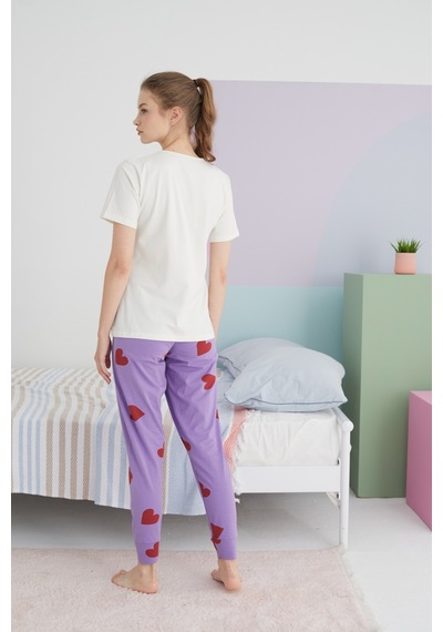 Siyah İnci Pamuklu Örme Pijama Takım 24117036 Çok Renkli