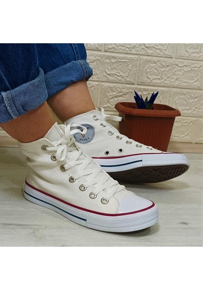 Fiyra 555 Beyaz Uzun Unisex Sneaker Keten Spor Ayakkabı 001