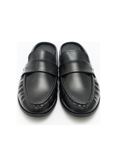 Lutvelizade Loafer 2601 Arkası Açık Büzgülü Siyah Kadın Loafer