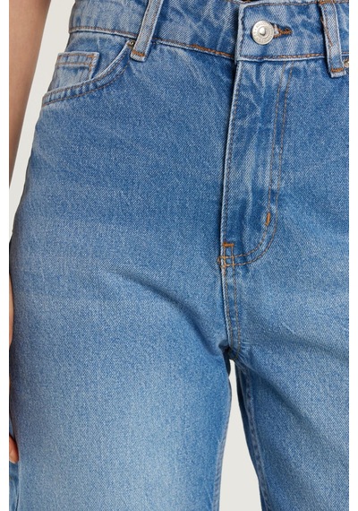 Tudors Kadın Regular Fit Boru Paça Mavi Jean Kot Pantolon-34151 Mavi