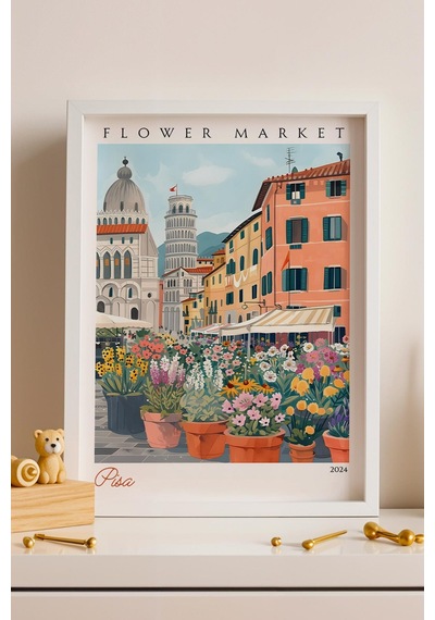 Pisa İtalya Çerçeveli Tablo Seyahat Severlere Salon Ve Ofis İçin Estetik Duvar Dekoru Travel Flower Market