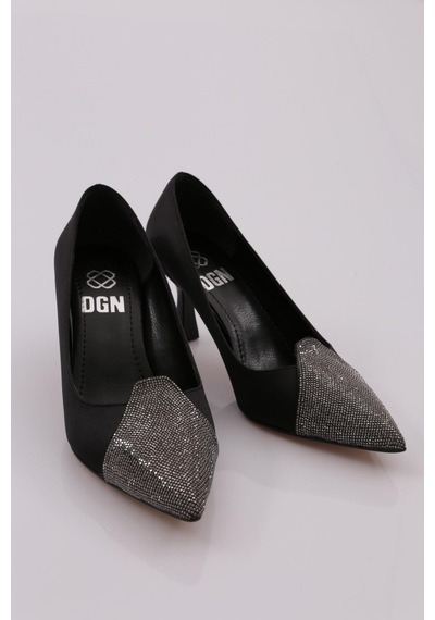 Dgn 639 Kadin Önü Taşli Topuklu Ayakkabi 639-1510-R1671 Siyah