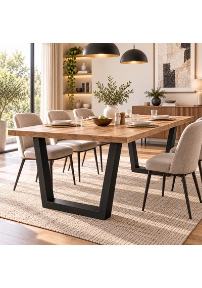 Evkolleksiyon Trapez Tipi Metal Masa Ayağı 2'li Takım 60x72 Cm 60x60 Çelik Profil Mat Siyah