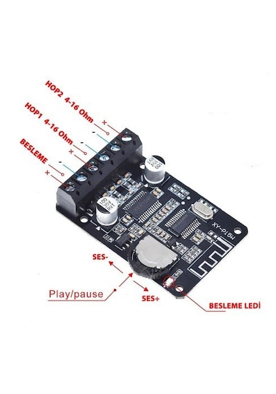 Xy-p15w 2x15 Watt Bluetooth Stereo Amfi Modül Amplifikatör Devre