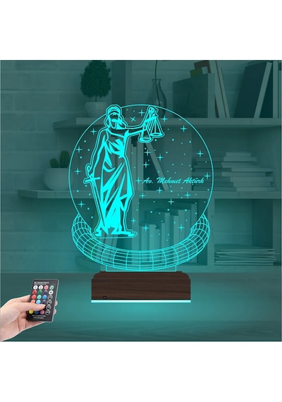 Luvivia Adalet Kadın Hukuk Avukat Hediye Kişiye Özel 3d Lamba - Masa Gece Lambası