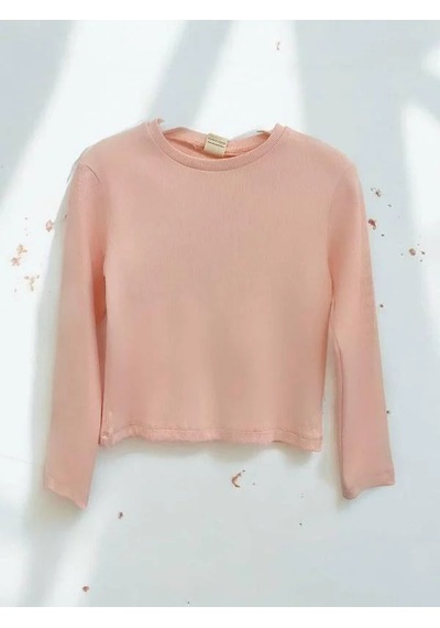 Kız Çocuk Pamuklu Kaşkorse Crop Bluz-14352 Somon