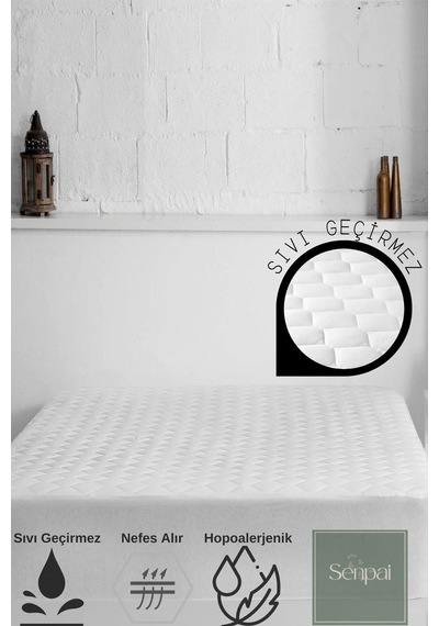 Kapitoneli-microfiber Fitted %100 Sıvı Su Geçirmez Tek-çift Kişilik Yatak Koruyucu Çarşaf Alez Çocuk Beyaz