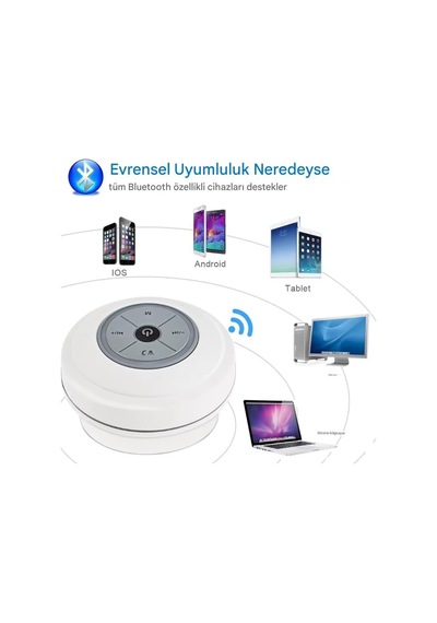 Su Geçirmez Bluetooth Hoparlör Vantuzlu Havuzda Yağmurlu Havalarda Ipx4 3w Kaliteli Ses Banyo Duş Hoparlörü S56 Beyaz