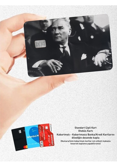 Mustafa Kemal Atatürk Kart Kaplama Sticker - Banka & Kredi & Papara & Tosla Ulaşım Kartı Etiketi Diğer