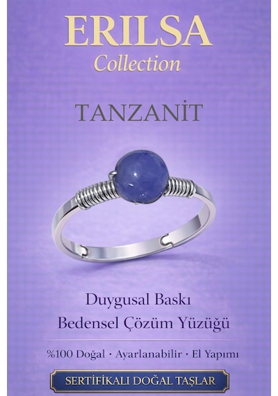 Sertifikalı Duygusal Baskı  Yüzüğü Tanzanit Ayarlanabilir Çok Renkli