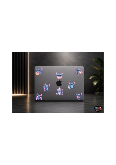Stitch Şeker Rüyası Sticker Seti 16x30 Cm 8 Adet Donut Ve Dondurma Temalı Laptop Defter Çıkartması