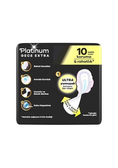 Platinum Hijyenik Ped Gece Ekstra Boy 4 5 Adet Ped