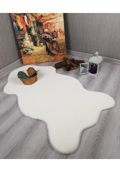 My Evilla Tavşan Tüyü Dekoratif Ultra Yumuşak Post Peluş Kaymaz Halı 001