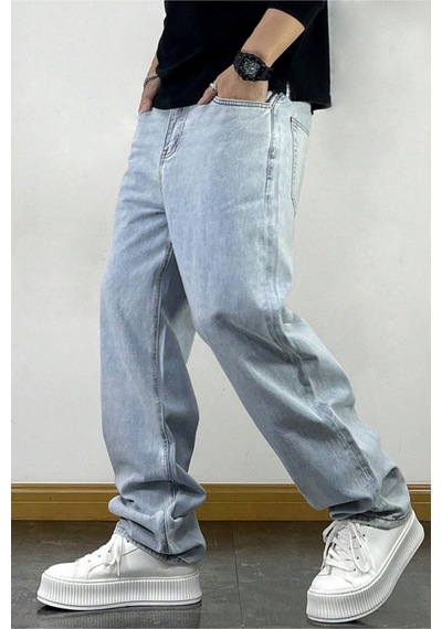 Cool Tarz Erkek Mavi Rahat Kesim Baggy Pantolon Mavi Mavi