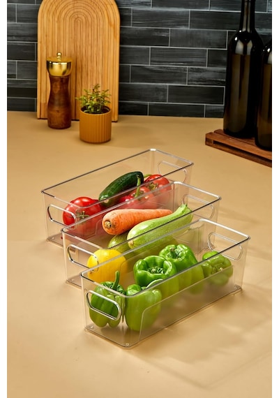 Buzdolabı Ve Dolap İçi Düzenleyici Şeffaf Organizer Set - 3 Adet, Cc.cp.001 6 Adet Siyah Toka