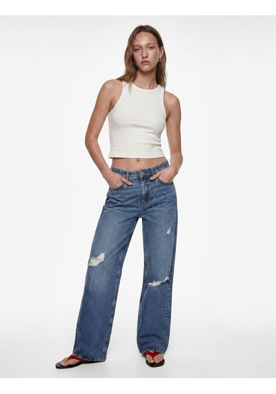 Koton Pamuklu Slim Fit Kaşkorse Bisiklet Yaka Kolsuz Atlet Ekru 6sal30261ık