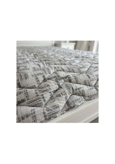 Tek Kişilik Desenli Çift Taraflı Silikon Yorgan 155x215 Cm 2600 Gr 1600 Gr Dolgulu Extra Sıcak Gri Gri