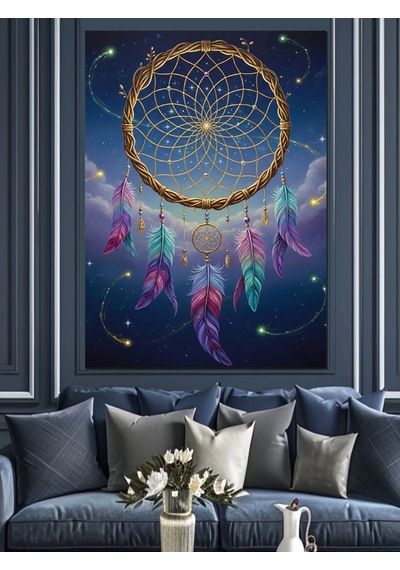 Ahşap Tablo Rüya Kapanı Mandala Çizimi