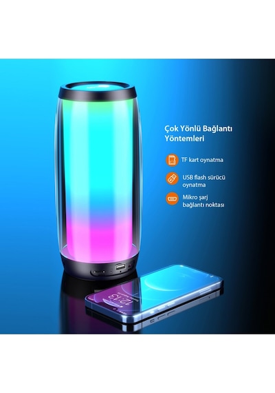 Rs Kablosuz 5w Rgb Aydınlatmalı Bluetooth Hoparlör /usb/sd Kart Stereo Taşınabilir Hoparlör