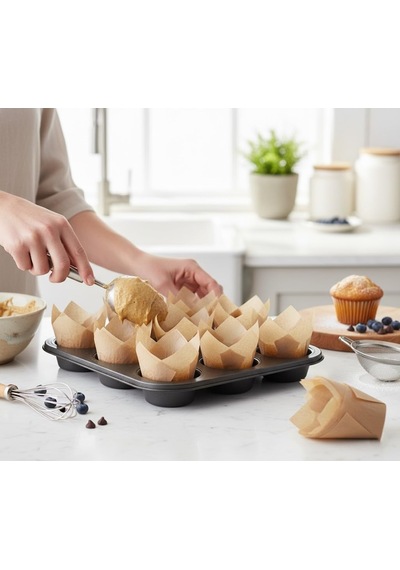 Orret Home 20 Adet Kraft Kağıt Muffin Kalıbı Lale Formlu Cupcake Fırın Kağıdı, Tek Kullanımlık Kek Kalıb Diğer