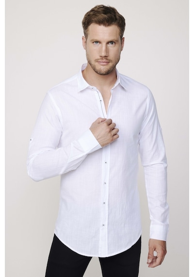 Tudors Slim Fit Uzun Kol Apoletli Keten Düz Erkek Beyaz Gömlek-27786-beyaz Beyaz Tudors Slim Fit Uzun Kol Apoletli Keten Düz Erkek Beyaz Gömlek-27786-beyaz Beyaz