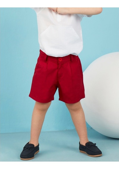 Denokids Ollie&Olla V Cepli Kırmızı Gabardin Erkek Çocuk Şort Çok Renkli