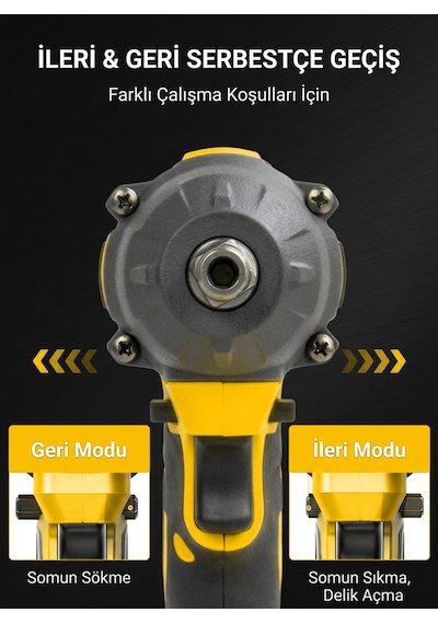 Steiner 21v 1100 Nm Kömürsüz Torklu Çift Akülü 10 Pilli 1/2 Sarı Şarjlı Somun Sıkma Sökme Makinesi + 38 Parça