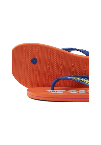 Jack & Jones Erkek Jfwbrıght Yazı Detaylı Parmak Arası Terlik 12251242 Oranj Turuncu