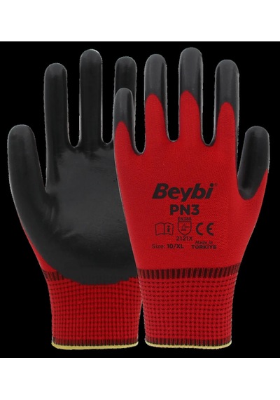 Beybi Pn3 Nitril Kaplamalı 12'li İş Eldiveni