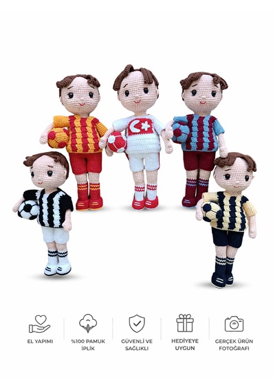 El Yapımı Amigurumi Taraftar Bebek/türkiye/gs/fb/ts/bjk / Hediyelik/koleksiyonluk 33 Cm