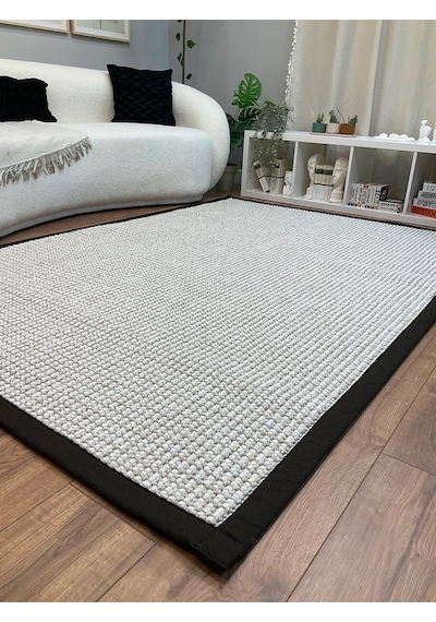 Saraz Halı Kumaş Bordür Gri Bukle Antrasit Bordür Halı Salon Koridor Mutfak Çocuk Odası Halısı Kilim S267 Kahve