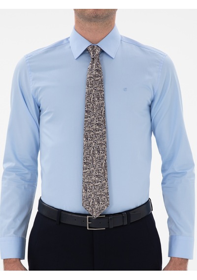 Cacharel Mavi Slim Fit Klasik Yaka Basic Gömlek