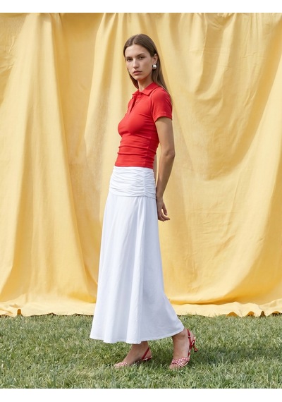 Dilvin 32614 Polo Yaka Top-kırmızı
