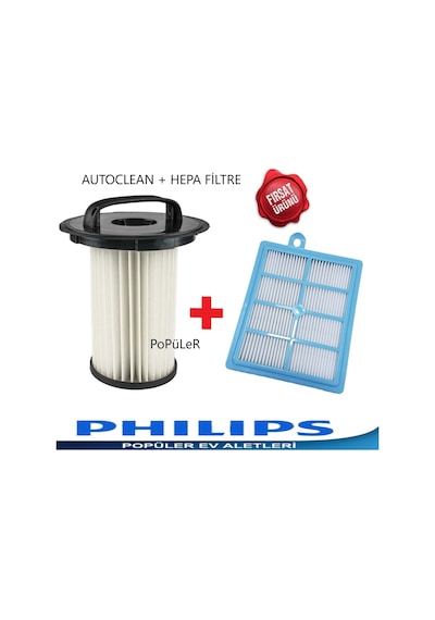 Philips Uyumlu Fc9225 Marathon Autoclean Hepa 13 Silindir Filtre Seti