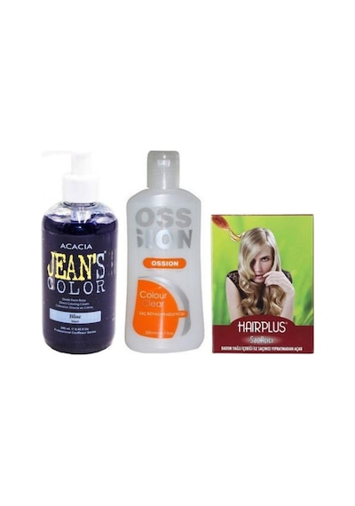Saç Boyası Mavi 250ml Ve Boya Temizleyici Ve Saç Açıcı