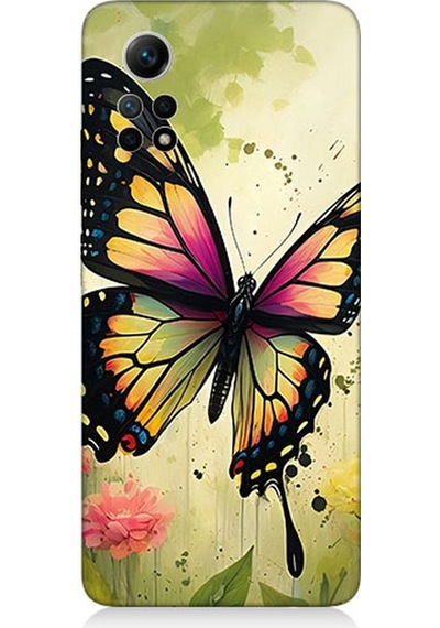 Xiaomi Redmi Note 12 Pro 4g Uyumlu Çayırda Neşeli Kelebek Desenli Silikon Kılıf Çok Renkli