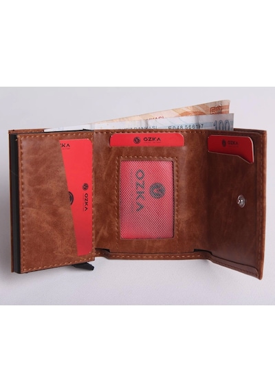Ozka Leather Collection Kişiye Özel Yeni Trend Otomatik Mekanizmalı Cüzdan
