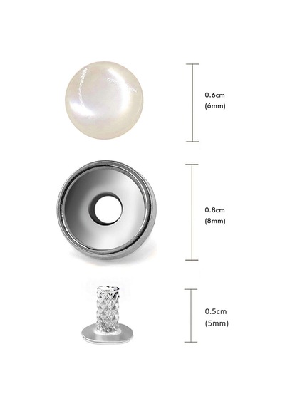 20 Adet Yarım Yuvarlak 8mm İnci Çakma Rivet