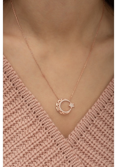 925 Ayar Rose Ayyıldız Kadın Gümüş Kolye (484542788)