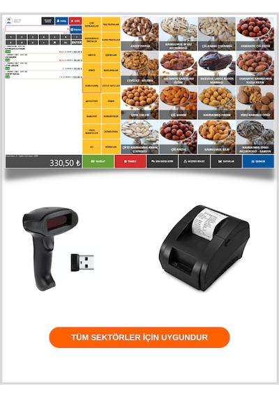 Kablosuz Barkod Okuyucu+ Fiş Yazıcı+ Barkodlu Satış Sistemi Programı