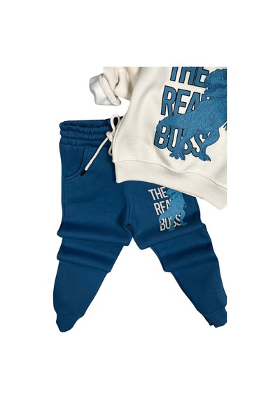 Riccotarz Erkek Çocuk Önü Yazı Ve Dino Baskılı Kapşonlu Sweatshirt 3 İplik Mavi Eşofman Takım Riccotarz Erkek Çocuk Önü Yazı Ve Dino Baskılı Kapşonlu Sweatshirt 3 İplik Mavi Eşofman Takım