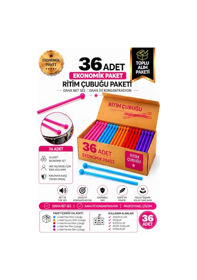 Midex Tfk-20-18x Örf Aletleri Seti Davul Tokmağı Ritim Çubuğu Paketi Karbon Fiber Toptan Paket-2 18 Çift