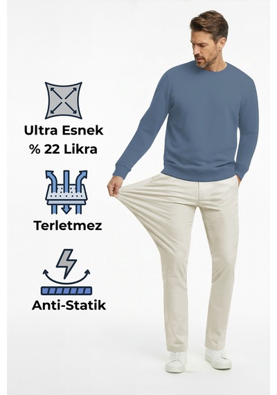 Goffra Erkek Ultra Esnek Relaxed Beli Lastikli Jogger Pantolon Krem M702-r0433-06 Krem