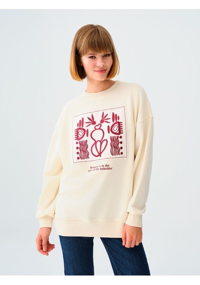 LOFT Loose Fit Kadın Sweatshirt Lf2037526 Q1.v1 Beyaz